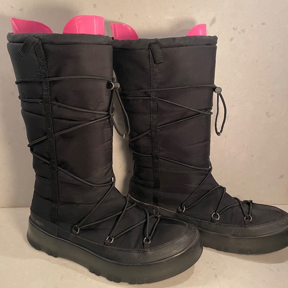 Authentic PRADA Black Leather & Nylon Snow Boots/MOON BOOTS - Picture 2 of 8